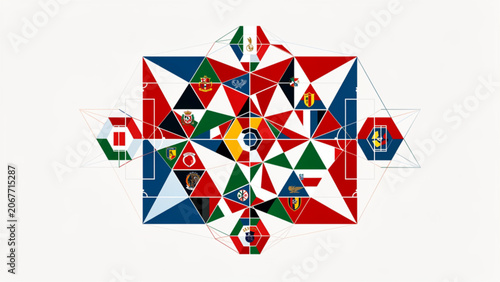 Colorful Geometric Abstract Art with Triangles and Squares.