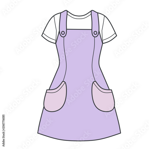 Illustration Pinafore Dress Over a White T-Shirt