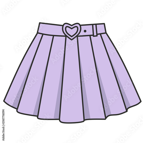 Illustration of Purple Pleated Skirt
