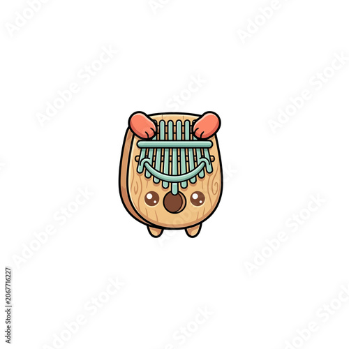 Bild auf Leinwand Cheerful Kalimba Thumb Piano Mascot Featuring A Wooden Resonator, Metal Tines, C