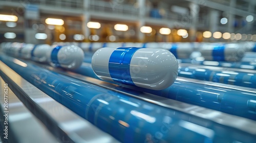  Blue Capsule Medicine Pill Production Line Industrial Pharmaceutical Process