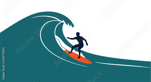 Man surfing on big wave, surfing concept, active lifestyle
