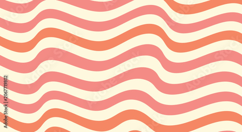 Abstract background featuring a dynamic pattern of wavy coral and light yellow stripes flowing horizontally across the entire image.