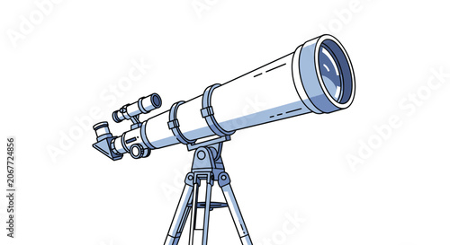 Foto Powerful astronomical telescope mounted on a sturdy tripod ready for stargazing and space observation on white background