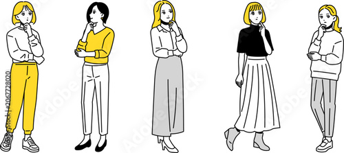 若い女性の様々ポーズセット　全身