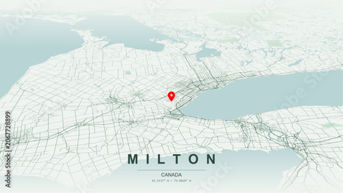 Fotografie Modern minimalist vector map of Milton, Ontario, Canada