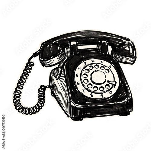 Tableau sur toile Vintage rotary phone isolated on white background with cord