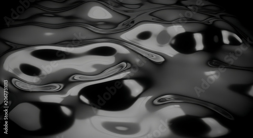 Abstract black and white liquid background texture