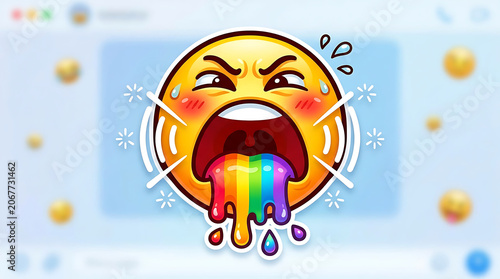 angry face with rainbow tongue emoticon
