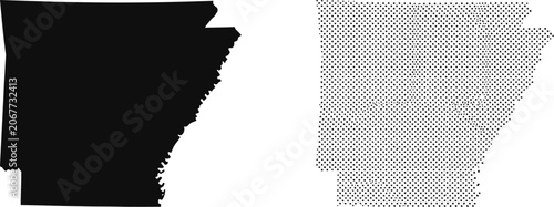 Quadro su tela Black and dotted map of arkansas state in the united states of america