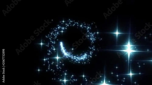 Glowing blue star trails swirling in the dark