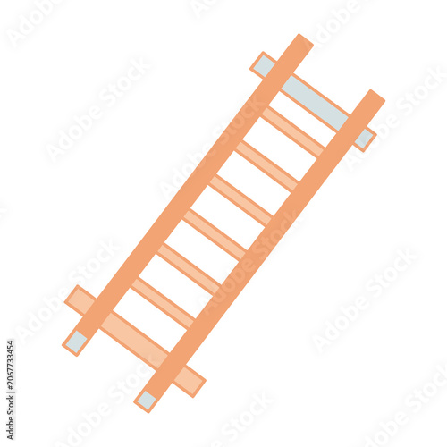 Bild auf Leinwand Railway track with wooden sleepers and metal rails on white background