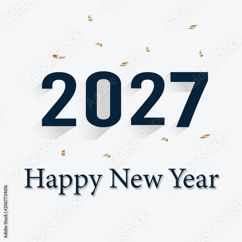 2027 happy new year background with clock 