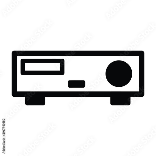Tableau sur toile Black and white icon of vintage home stereo system equipment