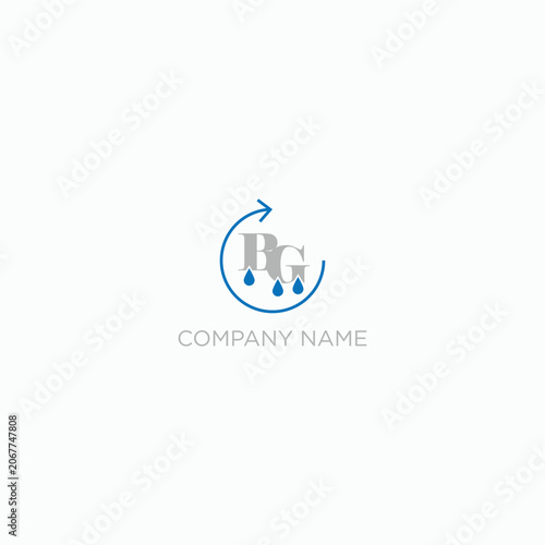 Modern BG Commercial Laundry Equipment Logo with Water Drop and Circular Arrow Monogram