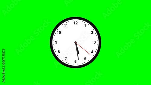 Classic Analog Wall Clock Time Lapse Animation Isolated on a Bright Green Screen