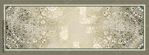 Schilderij op canvas Luxury Islamic Geometric Rectangular Scarf - Traditional Arabesque Long Shawl Pa