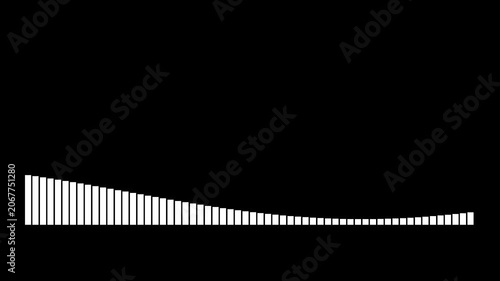 Minimalist White Audio Visualizer Bars Displaying Sound Wave Frequency on Black Background
