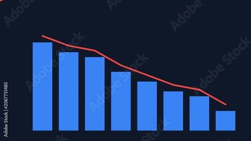 Blue Bar Chart With Descending Trend Line Illustrating Negative Financial Market Performance