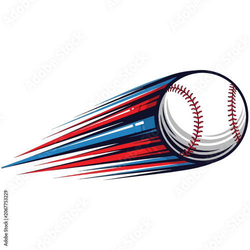 Baseball ball in fast motion with colorful speed trails baseball movement