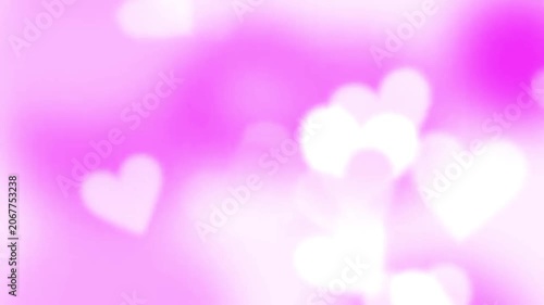 Romantic pink background with floating white hearts
