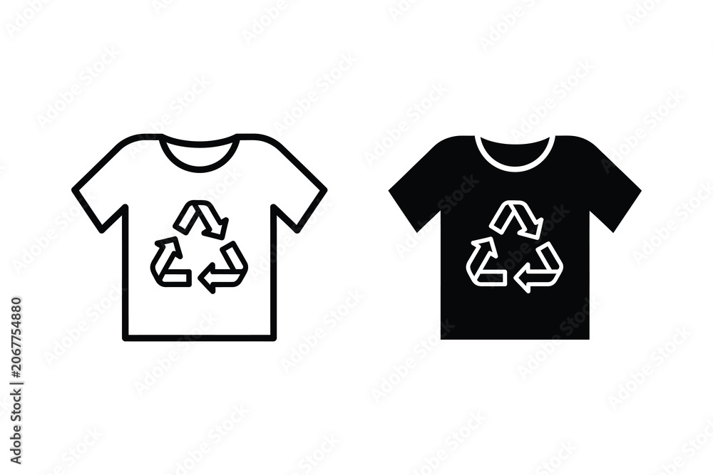 Naklejka premium Recycle symbol t-shirts vector illustration with flat design on white and black backgrounds
