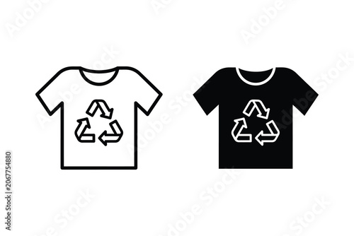 Recycle symbol t-shirts vector illustration with flat design on white and black backgrounds