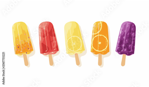 Quadro su tela Premium fruit popsicle assortment angled composition with passion fruit strawber