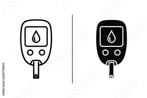 Bild auf Leinwand Diabetes glucose meter vector illustration with test strip flat design