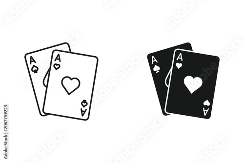 Playing card ace of hearts with love symbol vector line illustration