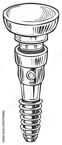 Medical Dental Implant Illustration Outlined Screw Components Surgical Dentistry Structure Health Care Bone Integration Prosthetic Dentistry