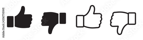 Tableau sur toile Icon set of thumbs up and down hand gestures representing like and dislike for web and user interface