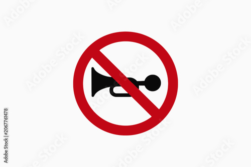 No Honking Sign with Horn Symbol Isolated on White Background