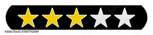 Schwarzer Button: Bewertung 3 Sterne - Stern Icons