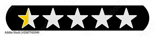 Schwarzer Button: Bewertung 0,5 Sterne - Stern Icons