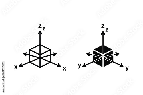 Tableau sur toile 3D coordinate system vector with axes x, y, z