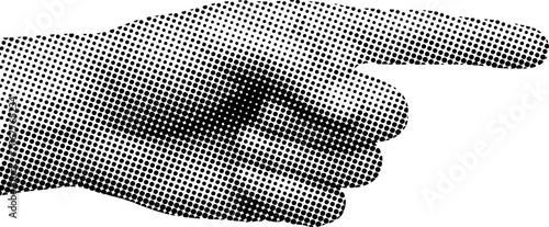 Foto Halftone hand pointing to the right with index finger extended