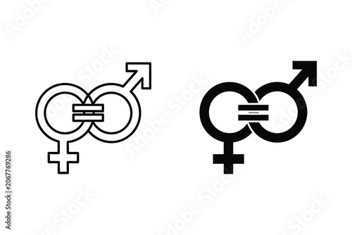Fotografía Gender equality symbols linked with equal sign vector illustration