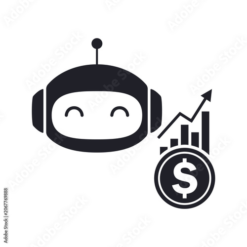 AI Financial Assistant with Digital Coin and Investment Analytics Concept. File EPS 10