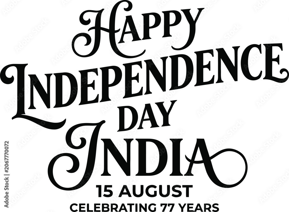 Fototapeta premium Elegant typography design for indian independence day with 77 years celebration