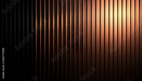 Vertical lines transitioning from dark to glowing golden light in an abstract setting