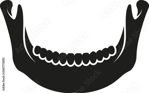 Slika na platnu Human Lower Jaw Silhouette Illustration with Teeth Structure for Dental and Medi