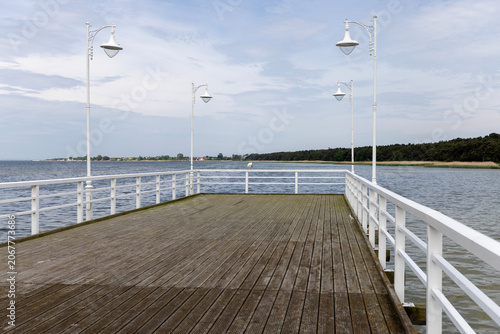 Famous wooden pier in Jurata resort on Hel Peninsula, Poland