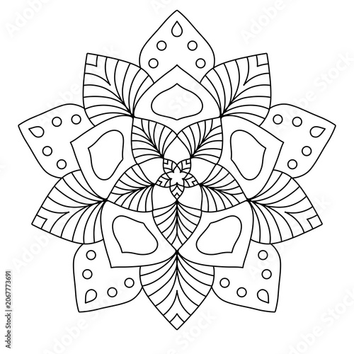 Cuadro en lienzo Hand drawn black and white mandala design