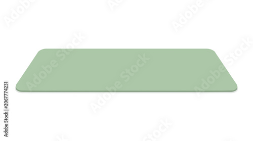 Obraz na płótnie Simple flat green rectangular mat with rounded corners on a white background