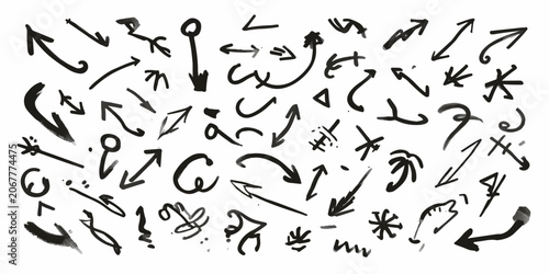 Hand drawn alphabet and sports icon set featuring silhouettes of fitness winter activities people birds and animals in vector illustration style