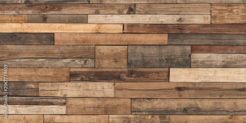 Old brick and wooden textured wall background with natural wood and stone surface pattern