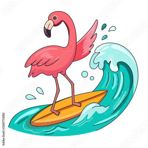 Pink flamingo vector character