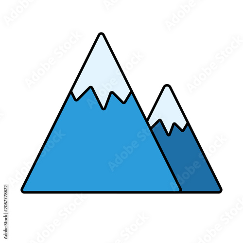 Colored outline mountain icon representing nature tourism, hiking adventures, and outdoor exploration.