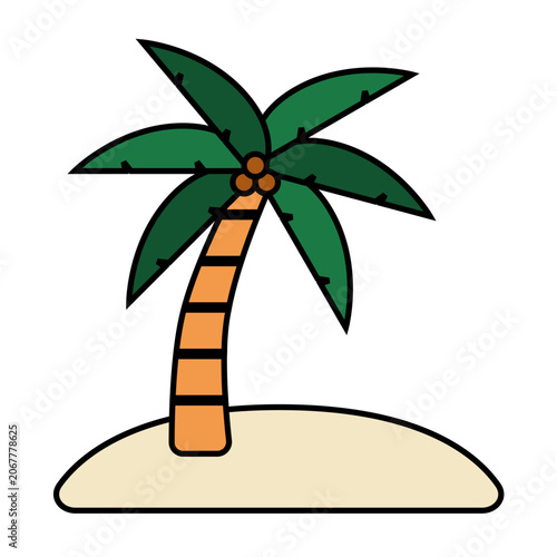 Colored outline palm tree icon representing tropical destinations, island vacations, and summer relaxation.